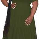 Tycorwd Women's Plus Size Casual Midi Dress Summer Short Sleeve Beach Dress Swing Flowy Tiered Dresses, XXL