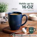 AmorArc 16oz Coffee Mugs Set of 6, Large Ceramic Coffee Mugs for Men, Women, Dad, Mom, Modern Coffee Mugs With Handle For Tea,Latte,Cappuccino,Cocoa. Dishwasher&Microwave Safe, Matte Blue