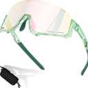 AMBEYE Sports Sunglasses Half Frame UV400 REVO Mirror Lens, Ultra-Light TR90 Full Frame, Adjustable Nose Pads, Anti-Slip Arms  Cycling Running Hiking Triathlon Green