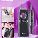 Electric Nail Drill Professional Kit: 45,000 RPM USB Rechargeable Efile Nail Drill Nail File with 12 Bits for Polishing Gel/Acrylic Nails- Portable Manicure Tool Set for Salon/Home-Black