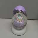 Gnome Easter Snow Globe, Easter Bunny Snow Globe Eggs Spring Decor with Swirling Glitter, 6H Timer, USB or Battery Powered, See No Evil Gnome Snowglobe for Tabletop Decor Gift 7.4 Inch (Purple)
