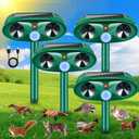2026 Upgraded Solar Ultrasonic Animal Repellent Outdoor Deer Repellent Devices Motion Detection for Raccoon Squirrel Rabbit Dog Cat Deterrent Keep Chipmunk Rodent Away from Yard Lawn,4Pack