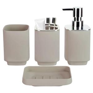 4Pack Bathroom Accessories Set, Bohemian Bathroom Sink Set, Contain Soap Dispenser, Toothbrush Holder, Soap Dish & Mouthwash Cup,Square soap and Toothbrush Holder Set