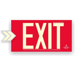 Photoluminescent Exit Sign Aluminum. OSHA/ASTM/ANSI American Standard. 14.25" x 7.5" Weather Proof. NightBright USA Item: NCC-R