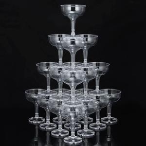 100 Pcs Plastic Champagne Party Glasses 5 oz Clear Disposable Champagne Glasses Stackable Acrylic Martini Flutes Unbreakable Margarita Coupe for Wedding Birthday Party Bar(Classic)