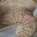 Rustic Flower Girl Basket, Canastas Para Flores, Wicker Rattan Wedding Flower Girl Baskets with Pearl Handle and Ribbon Bow for Outdoor Picnic Home Wedding Decoration (Diameter 16.5cm) (1pc)