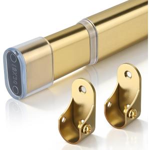 Adjustable Oval Closet Rod 30-55 Inch, 90 LBS Heavy Duty, One-Piece No-Cut Needed, Metal Hanging Rod for Closet & Wardrobe (Gold)
