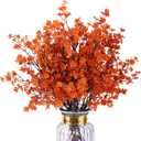 8Pcs Babys Breath Artificial Fake Fall Flowers, Real Touch Orange Plants Silk Flowers for Vase Home Office Wedding Indoor Outdoor Centerpiece Table Party Autumn Christmas Decorations