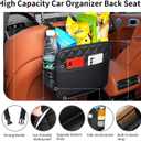 FrgKbTm 2Pack Car Seat Back Organizer, Waterproof Car Backseat Organizer with Cup Holders Large Capacity Hanging Car Storage Bag for Phones Documents Cups Bottle Travel Compatible with Most Vehicles
