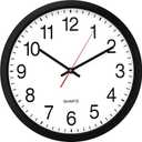 Bernhard Products Black Wall Clock, Silent Non Ticking - 16 Inch Extra Large Quality Quartz Battery Operated Round Easy to Read Home/Office/Business/Kitchen/Classroom/School Clocks