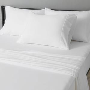 Amazon Basics 100% Cotton Jersey Bed Sheet Set, Twin, White, Solid