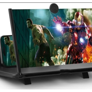 Magnifier for Cell Phone Horgens 3D HD Magnifying Projector Screen Enlarger for Movies, Videos and Gaming – Foldable Phone Stand with Screen Amplifier–Compatible with All Smartphones (红色, 12寸)