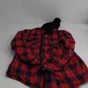 ZENTHACE Men's Sherpa Lined Full Zip Hooded Plaid Shirt Jacket (Large, Red/Grey)