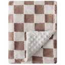 Soft Black and White Checkered Baby Blankets for Unisex Girls or Boys Breathable Gender Neutral Nursery Double Layer Blankets with Dotted Backing for Newborn Toddlers (Minky Brown)