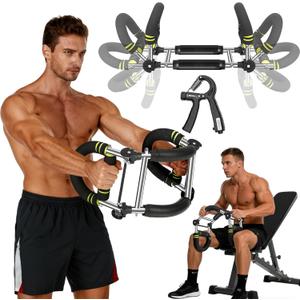 Twister Arm Trainer, 9-Level Adjustable/Non-Adjustable (20-270/20-160Lbs), Non-Foldable/Foldable, with Adjustment Tool & Mechanical Counting Grip, Home Gym Exerciser for Men Women (Lemon green)