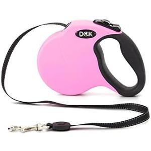 DDOXX Retractable Dog Leash - Strong Reflective Nylon Strips with Break & Lock System - L (Pink)