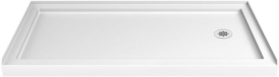DreamLine SlimLine 30 in. D x 60 in. W x 2 3/4 in. H Right Drain Single Threshold Shower Base in White, DLT-1130602