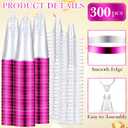 Gerrii 300 Pcs Plastic Champagne Flutes Bulk, 4.5 oz Clear Disposable Champagne Flutes, Rimmed Toasting Glasses for Wedding Birthday Anniversary Celebration Party Wine(Purple Rim)