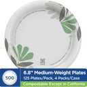 Dixie 6.8 Inch Medium-Weight Paper Plates By GP PRO, Pathways Botanical Design, 500 Count (125 Disposable Plates Per Pack, 4 Packs Per Case), UX7WS