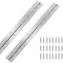 PATIKIL 16x2 Inch Piano Hinge, 2 Pack 304 Stainless Steel Continuous Hinge with Holes for Piano Gate Door Wooden Storage Box Cabinet Boat, Silver Tone