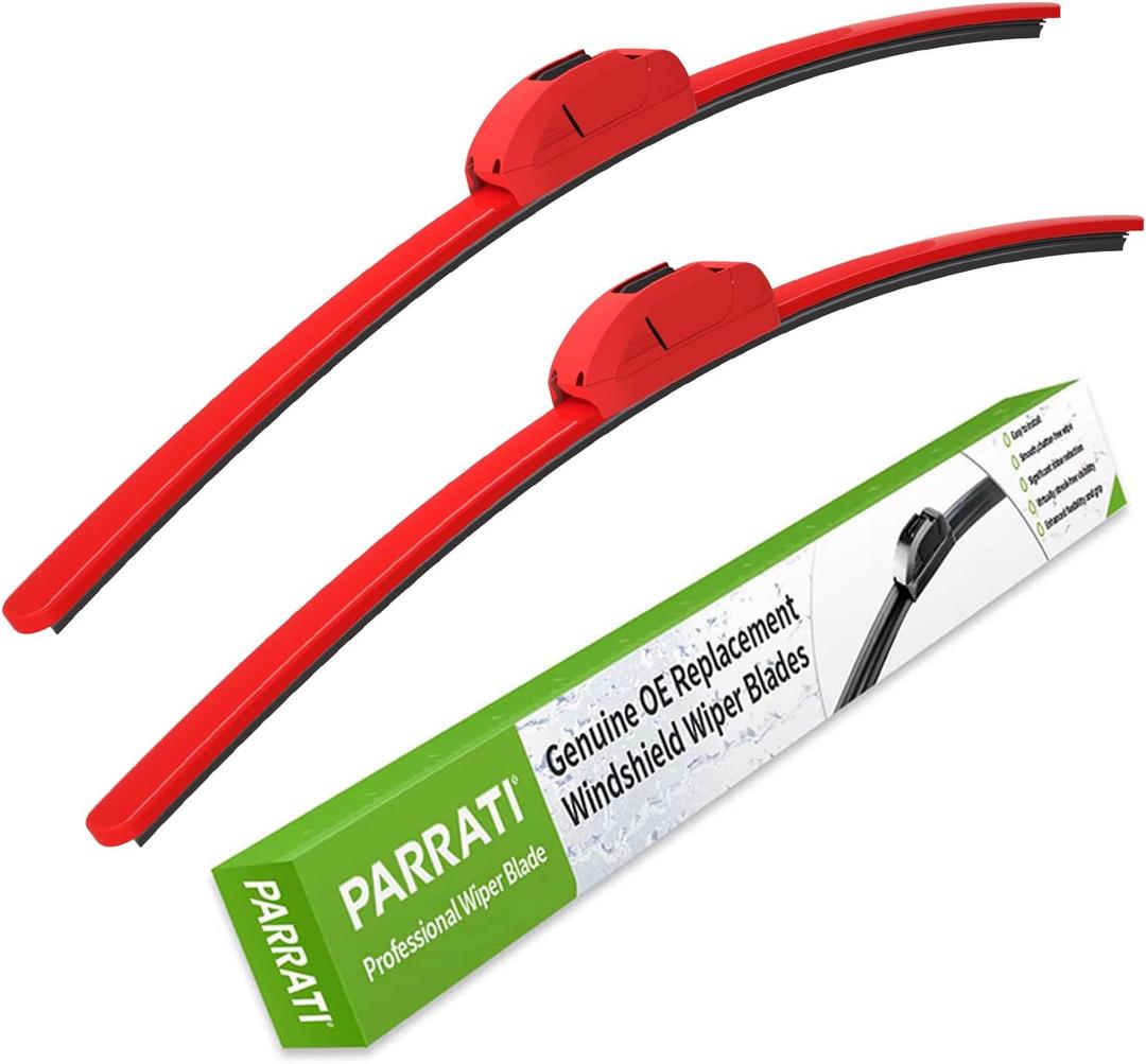 OEM QUALITY 22" + 22" PARRATI Premium All-Season Bright Red Windshield Wiper Blades (Set of 2)