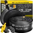 Ultraverse 24" Bike Inner Tubes 24 x 1.75, 1.95, 2.10, 2.125  Butyl Rubber Bicycle Tubes with Schrader Valve  Compatible with Cruiser, City, Kids, BMX & Mountain Bikes  Set of 2