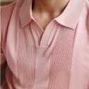 SOLY HUX Men's Knit Top Collared Short Sleeve Shirts Classic Summer Pullover T-Shirt (Pink, M)