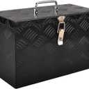 16 Inch Aluminum Truck Bed Tool Box Truck Car Outdoor Trailer Pickup Underbody Toolbox,RV Storage OrganizerTrailer Storage W/Side Handle&Lock,5 Bar Tread,Black(16"X7.5"X10")