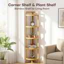 2026 New Bamboo Standing Shelf, 5 Tier Corner Shelf Stand, Free-Standing Shelf Units, Triangular Curved Corner Shelf Stand for Space-Saaving Display Ideal for Bathroom/Kitchen/Living Room Storage