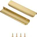 Satanga 10 Pack 6.3" Hole Center Brushed Brass Cabinet Pulls Aluminum Square Cabinets Pulls Cupboard Cabinet Pulls Bar Drawer Pulls Wardrobe Cabinet Handles Overall 7.87 Inch (Gold)