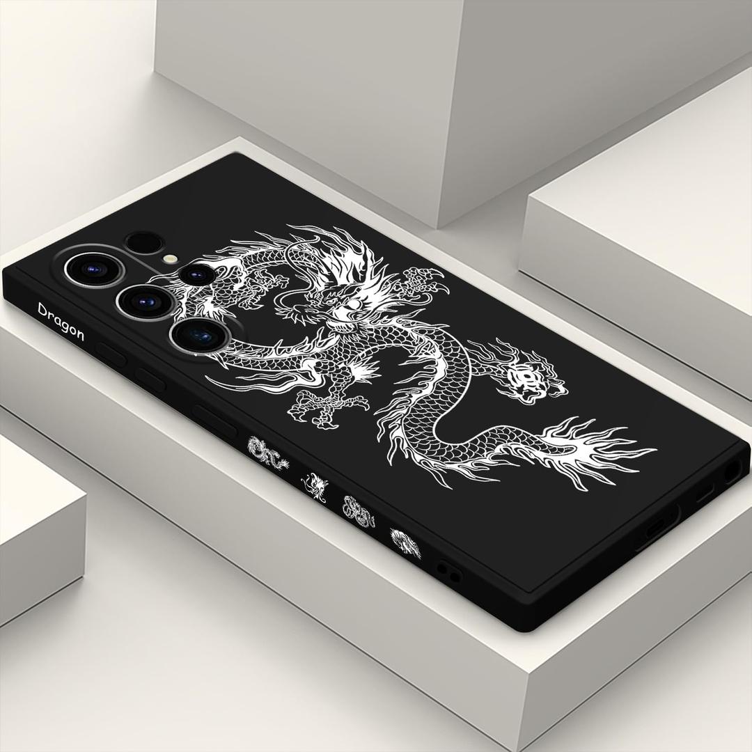 for Samsung Galaxy S23 Ultra Case, Creative Pattern Ultra Thin Soft Phone Cover for Galaxy S23 Ultra 6.8 inch, Dragon Black