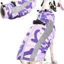 FUAMEY Dog Winter Jackets for Large Dogs, Dog Coat with Harness Built in, Waterproof Dogs Snowsuits Warm Pet Jacket Zip Up Fleece Cold Weather Coats Reflective Puppy Vest with Pocket Blue 3XL (Large(chest:24in), purple)