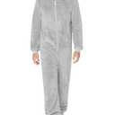 rrhss Boys Fleece Hooded Onesie Pajamas Kids Long Sleeve Zip-Front One Piece Sleepwear, Gray, 12Y