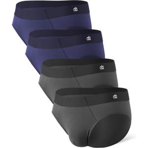 DAVID ARCHY Seamless Men's Briefs Micro Modal Ultra Soft Breathable No Fly Support Pouch Mens Underwear Briefs 4 Pack (Medium, Dark Blue/Dark Grey)