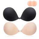 MINIYA 2025 Push Up Sticky Bra, 1 Pack Reusable Adhesive Invisible Backless Strapless Bra (US, Cup Band, D,Black)