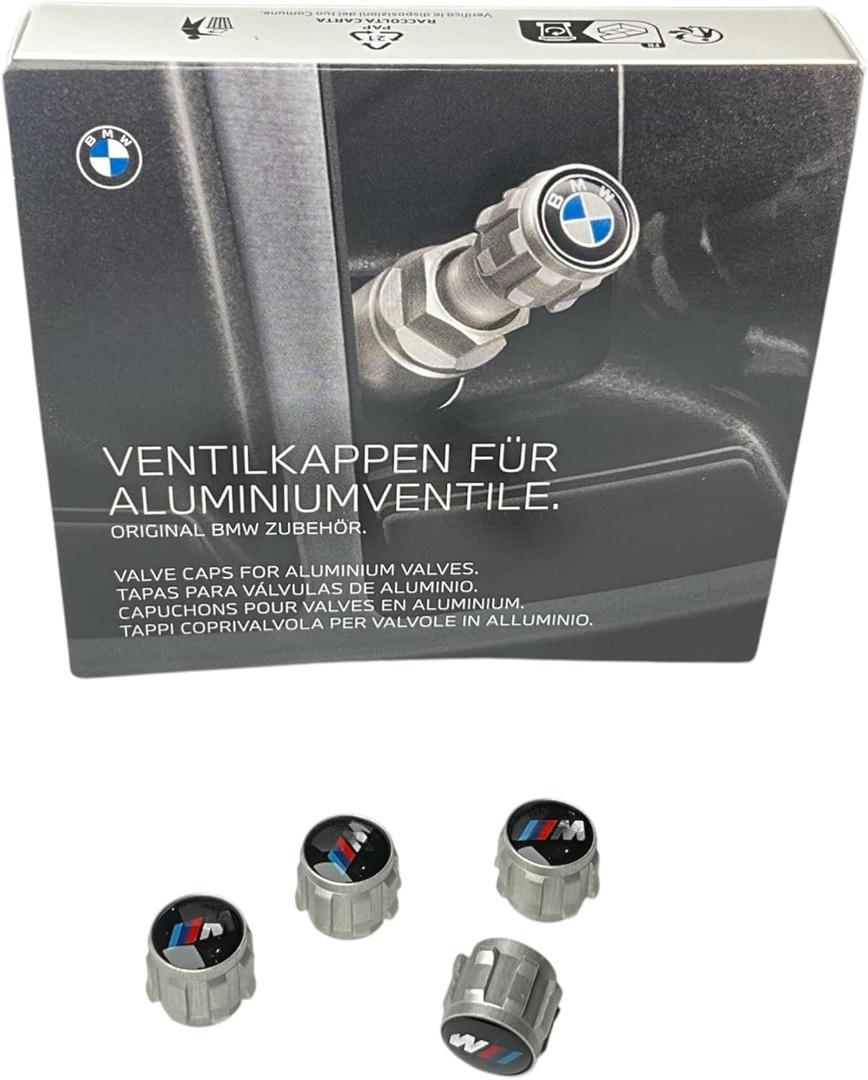 BMW Genuine M Logo Wheel Tire Valve Stem Cap Set