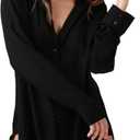 TOUSYEA Sleep Shirts for Women Button Down Shirts Long Sleeve Sleepwear Swimsuit Cover Ups Soft Pajama Tops (X-Large)