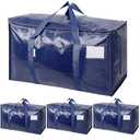 TICONN 4 Pack Extra Large Moving Bags Heavy Duty with Zippers & Carrying Handles, Durable Storage Bags Moving Boxes for Closet Organizers and Storage (4 Pack, Navy)