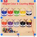 GAMENOTE Magnetic Color and Number Maze - Educational Fine Motor Skills Toys for Boys Girls 3 4 5 Years Old, Wooden Color Matching Learning Counting Toddler Puzzle Board