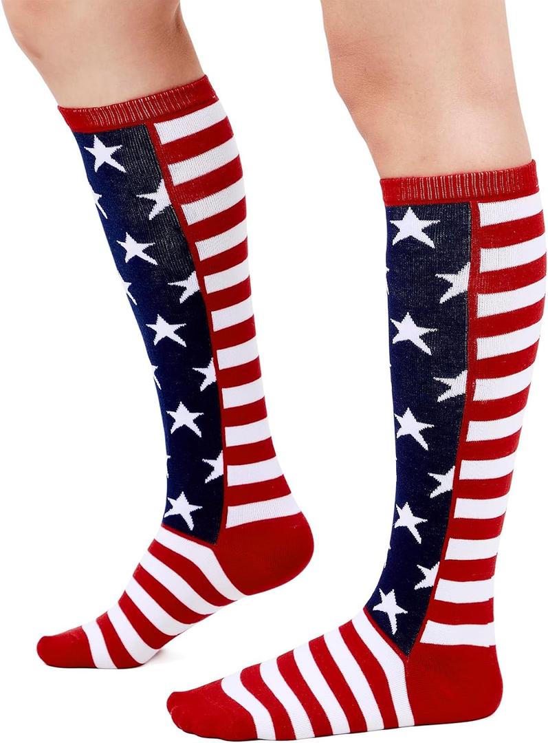 Zando Striped Knee High Socks for Women Athletic Running Long Tube Socks Casual Knee High Stockings