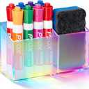 BEYGORM Magnetic Dry Erase Marker Holder for Whiteboard,Non-slip Acrylic Magnet Pen Holder for Fridge Refrigerator,Locker Organizer for Work,Locker Accessories,Pencil Cup for Desk(Colorful)