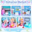AmiDear Dollhouse with 4-Story 11 Rooms, Dream Gift Princess Doll House Playset with Furniture, Blue Toddler House with Pool Slide for 3 4 5 6 7 8 9 10 Year Old Girls Kids, One Size
