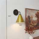 Retro Metal Cone Sconce Light - Modern Gold Wall Sconce with Metal Shade, Wall Mount Lighting for Bedroom, Hallway, Living Room (10.5W x 10.5" L x 12.5" H Black Plate and Gold), 11 inch