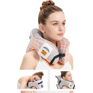 CAMECO 4 in 1 Neck Heating Pad & Massager & Nap Pillow & Travel Pillow for Pain Relief, 5000mAh Cordless 3D U-Shaped Vibration Massage Heated Neck Wrap for Traveling Sleeping Airplane, Memory Foam