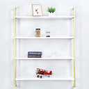 Industrial Metal Wall Shelf,Floating Wood Shelves Wall Mounted,36in Real Wood Book Shelves,4 Tier for Bedrooms Office
