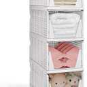 XL Stackable Plastic Storage Basket, 4 Packs Closet Storage Bins for Clothes Sweater Organizer for Closet Folding Closet Organizers and Storage Closet Shelf Storage Container for Cupboard Bedroom 4XL