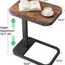 Kitstorack TV Tray Table, Adjustable Height & Flip-Top & Rounded Metal Corners, Snack Table for Couch, Sofa, Bed, Chair, Living Room, C Shaped End Side Table for Eating, Dinner or Laptop, Small Spaces