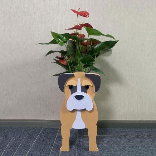 YUEQISM Boxer Decorative Dog Planter Flowerpot Plant Container Frame Lovely Office Desktop Storage for Indoor and Outdoor use（22in）