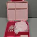 Bento Lunch Box with 8oz Soup Thermo, Kids Leakproof Lunch Food Containers with 4 Compartment, Kids Thermo Insulated Hot Food Jar for School, Trvael - (Pink)