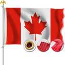 STREBAN Canadian Flag 3x5 Outdoor - Embroidered Design Heavy Duty 210D Polyester Canada Flag with Sewn Stripes, Brass Grommets